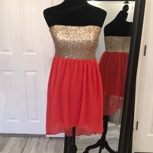 Sequined Gold Formal Dress